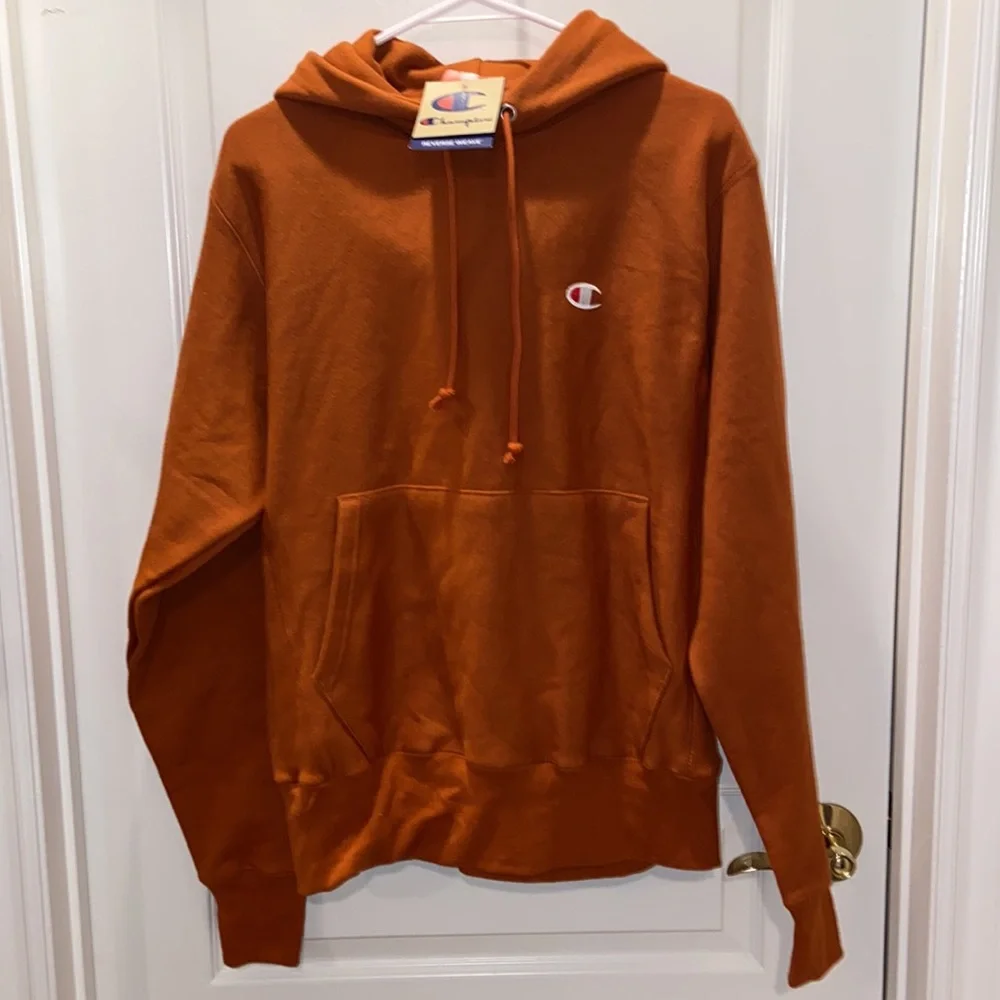 Champion Reverse Weave Pullover Hooded Sweatshirt size small texas orange - Picture 6 of 7